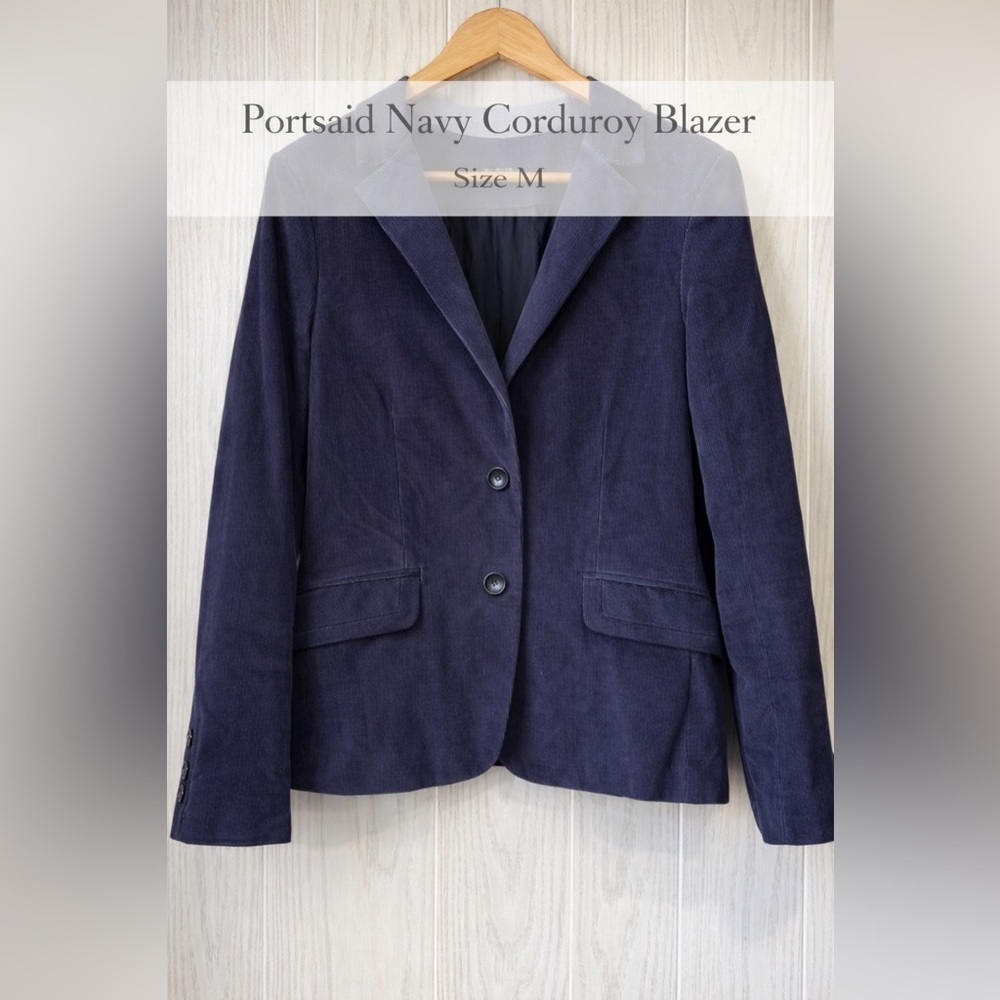 Portsaid Navy Blue Corduroy Blazer Jacket Size M